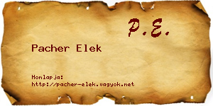 Pacher Elek névjegykártya